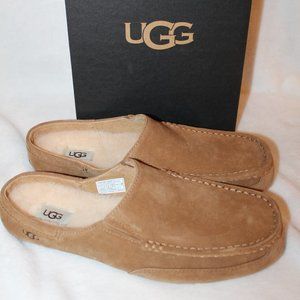 UGG SUEDE SHEARLING SLIP ON SLIPPERS CHESTNUT